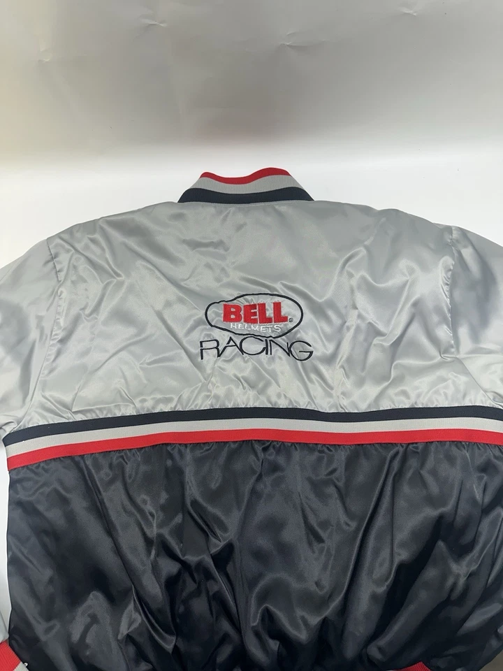 De Colección Cascos Campana Carreras Satén Motocicleta Bombardero Chaqueta Cremallera Completa Talla Lg Foto 4 de 4