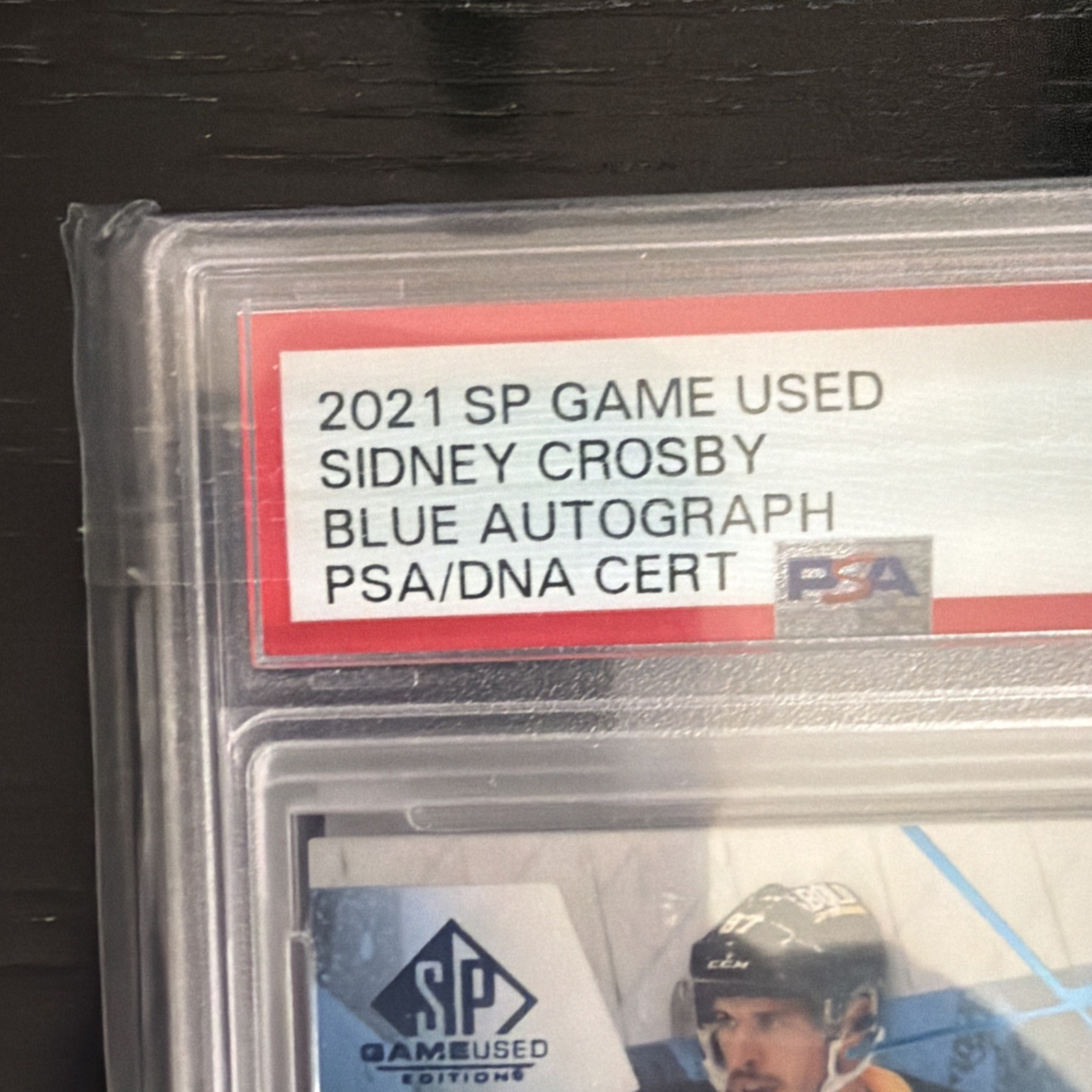 2021-22 SP Game Used Blue Autograph Sidney Crosby #2 PSA 9 Penguins view 5