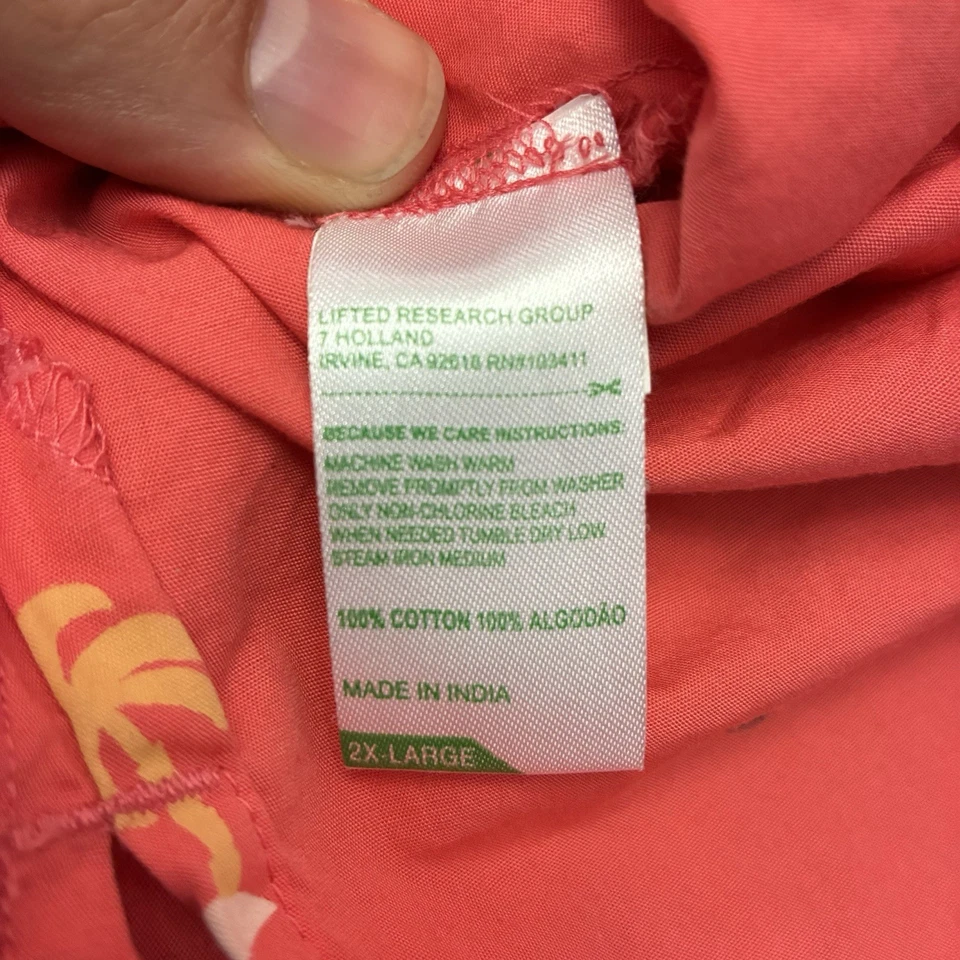 Camisa masculina vintage LRG levantada grupo de pesquisa XXL rosa tropical férias botão para baixo - Imagem 4 de 4