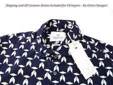 SCOTCH  SODA Ams Couture Men's Shirt M Slim Navy Stretch Cotton Patterned Top