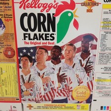 1992 Kelloggs Dream Team Flat Cereal Box Larry Bird Stockton Malone Robinson USA