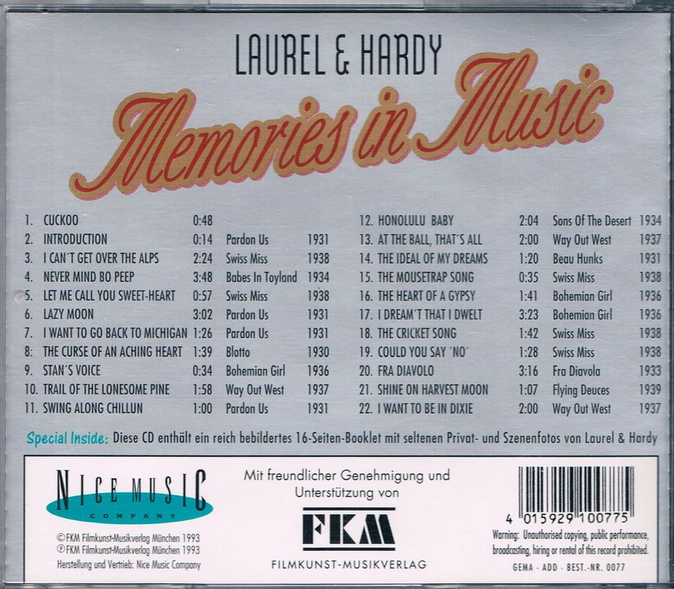 Laurel & Hardy – Memories In Music (Die Schönsten Original-Filmmelodien In Hochw - Bild 2 von 2