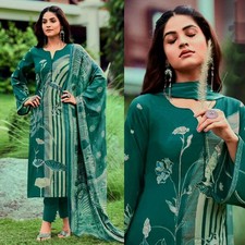 TL GREEN PRINTED COTTON INDIAN PAKISTANI READYMADE LADIES SALWAR KAMEEZ SUIT SNJ