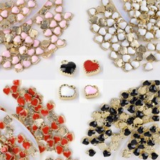 100 pcs Heart Alloy Enamel Charms For DIY Jewelry Making 8x7.5x2.5mm Hole 1.5mm