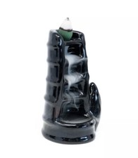 Image of Bamboo Backflow Burner Waterfall Relaxing Ceramic Incense Cone Burner Ornament