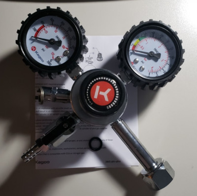 Kegco Premium Commercial Grade Double Gauge CO2 Draft Beer Regulator,Chrome, 1 P