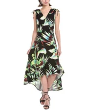 RACHEL Rachel Roy Eulalie MIDI Dress SZ M Lime Tropical