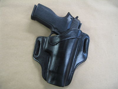 Sig Sauer P 227 .45 OWB Leather 2 Slot Molded Pancake Belt Holster CCW BLACK RH