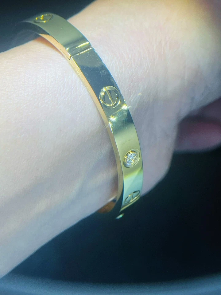 Pulsera colgante oro rosa amor diamantes únicos 18k FN, pulsera paz y amor Foto 3 de 4