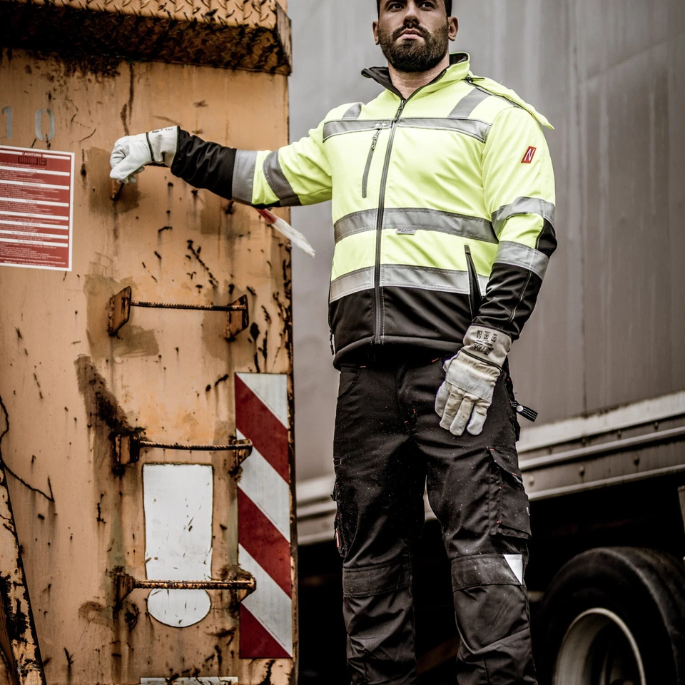 veste softshell haute visibilité, jaune fluo/noir, déperlantes et coupe-vent - Photo 3/4