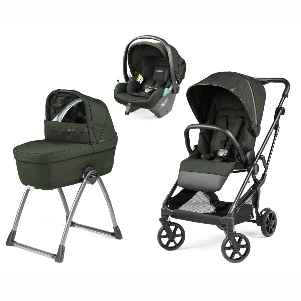 Lively Trio + Belvedere Cradle + First Trip Lounge GREEN Peg Perego