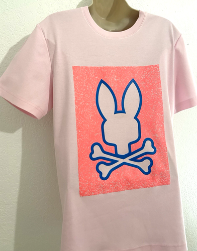 Psycho Bunny Men’s 4/Small PINK T-Shirt Slim 100% Pima Cotton Printed Neon Logo - Picture 3 of 13
