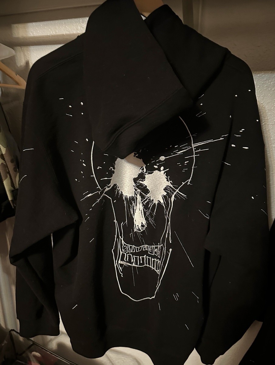 Supreme Embroidered Ralph Steadman Skull Hooded Sweatshirt Black 