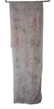 Vintage Sheer Pink Grey Green Floral rectangle scarf  Estate Find