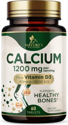 Calcium 1200 mg & 1600 IU Vitamin D3 & Calcium Supplement Supports Bone Strength