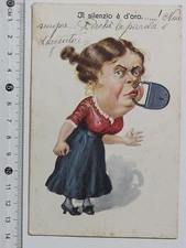 I122853 Illustrated Postcard - Humorous Silence is Golden