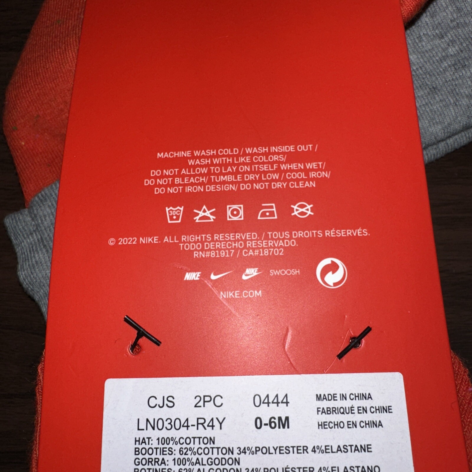 PONY Nike Stivaletti Culla Cappello E Stivaletti Neonato 0 6 Mesi Rosso E Grigio Maculato