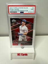 Evan Carter 2024 Topps Chrome Black Red Refractor Variation RC /5 #83 PSA 9