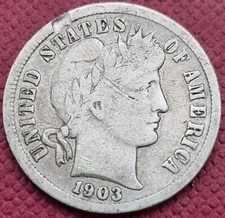 1903 S Barber Dime 10c Better Grade #45984