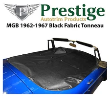 MGB Tonneau Cover Black Fabric Canvas without Headrest Pockets 1962-1967