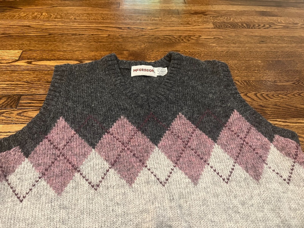 McGregor Sweater Vest XL Gray 80s Wool Blend Knit Golf Tennis