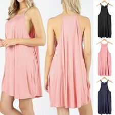 Women's Sleeveless Dropped Armhole Swing Dress Summer Zenana