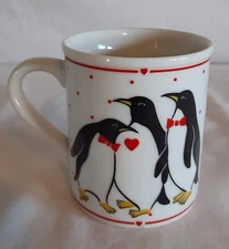 Penguins Heart Mug Bow Ties 8 oz Ron Gordon Designs Inc