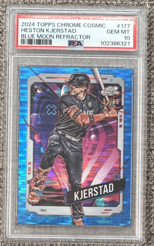 2024 Topps Chrome Cosmic Heston Kjerstad Blue Moon Refractor Rookie /99 PSA 10