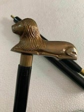 Antique Brass Lion Head Handle Victorian Wooden Walking Stick Nautical Cane Gift