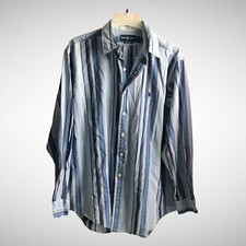 Polo Ralph Lauren Long Sleeve Button Down Shirt Mens XL Blue Stripe Pre Owned