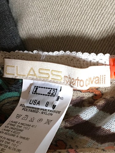 Abito Roberto Cavalli taglia 8 marrone verde stampa zebrata 2 pezzi garza 2400-274-12320 - Foto 12 di 12