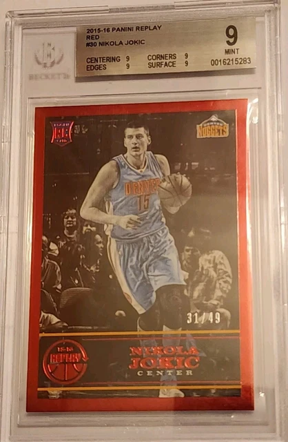💯💵😍💰🏆 BGS 9 NIKOLA JOKIC 2015-16 PANINI REPLAY RED /49 ROOKIE POP 1 RC RARE