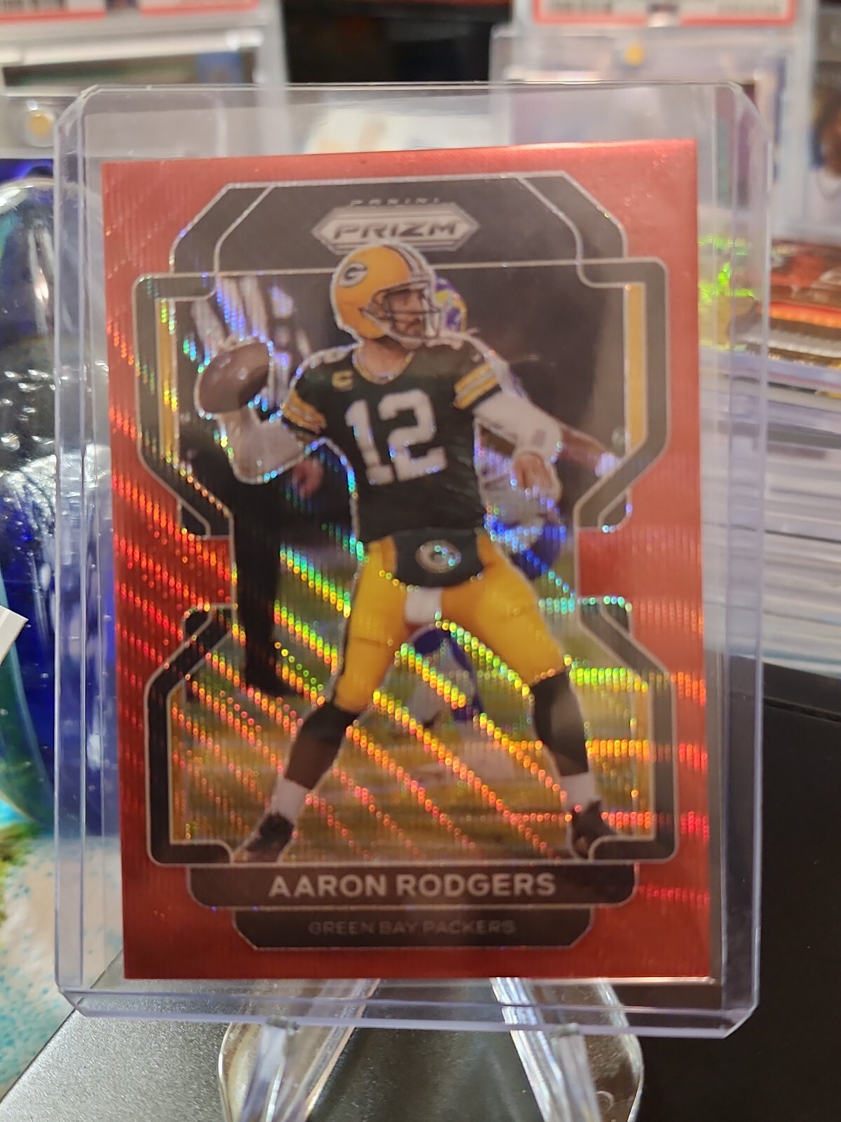 2021 Prizm Aaron Rodgers Red Wave Prizm /149 Packers / Jets