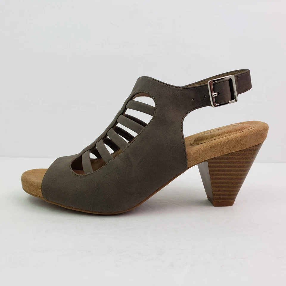 Giani Bernini Caileigh Womens Size 8 Grey Formal 3" Heel Peep Toe Sandal Shoes - Image 3 of 4