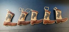 5 Christmas Tree Ornaments Cowboy Boots