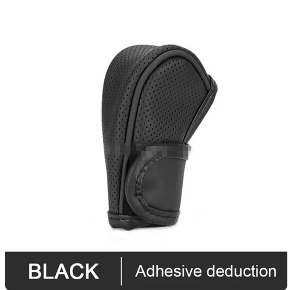Car Gear Shift Knob Cover Genuine Leather Breathable Shifter Sleeve Protector - Image 3 of 4