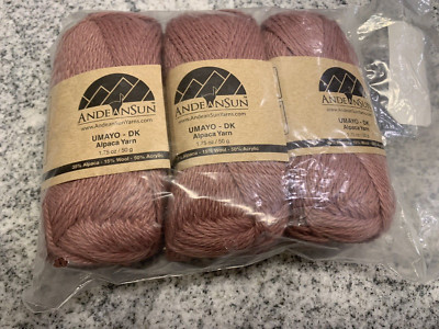 Andean Sun Yarn Umayo DK Alpaca Yarn 3 pack Pink Mauve