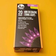 New Holiday Purple Mini String Lights 5ft Long 20 Lights Two Modes Plug In