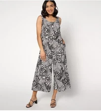 Attitudes by Renee Como Jersey Crop Wide Leg Jumpsuit  A647207 Sahara SP