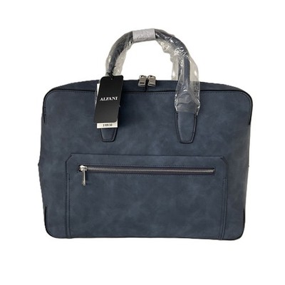 Alfani Messenger Bag Adjustable Cross Body Strap Faux Suede Blue NEW