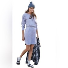 Daily Practice by Anthropologie Off-The-Shoulder Velvet Mini Dress in Grey M EUC