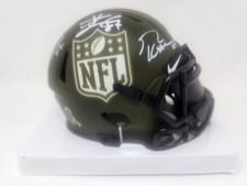 Travis Kelce George Kittle Mark Andrews Signed NFL STS Mini Helmet BAS COA BUF