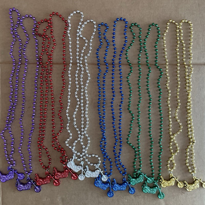 Mardi Gras Beads Necklaces w/ Motorcycle Pendant Party Favors 3 Packs of 12