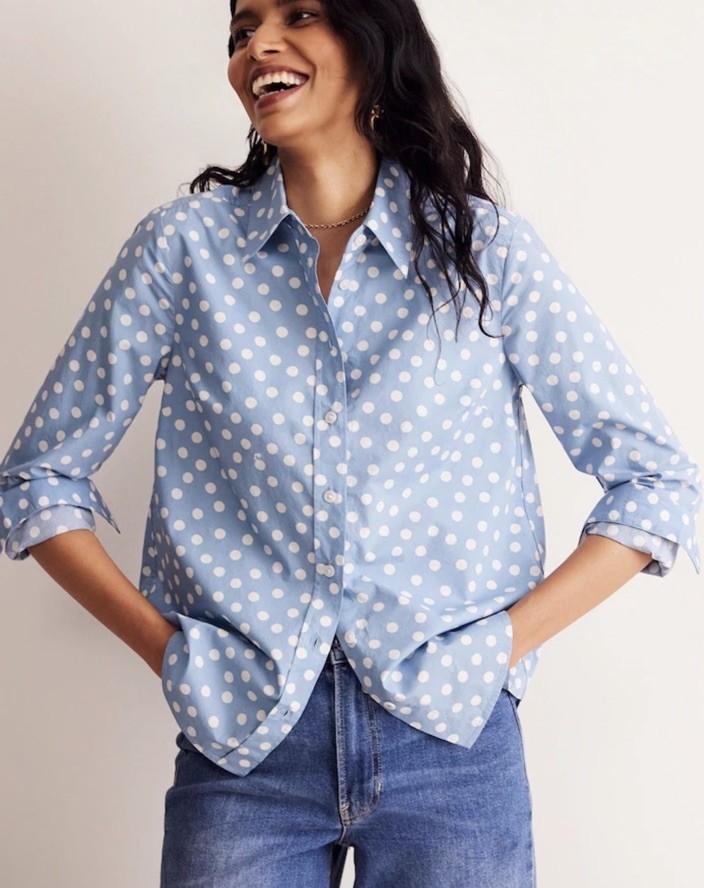Boden Sienna Polka Dot Shirt Size 14R