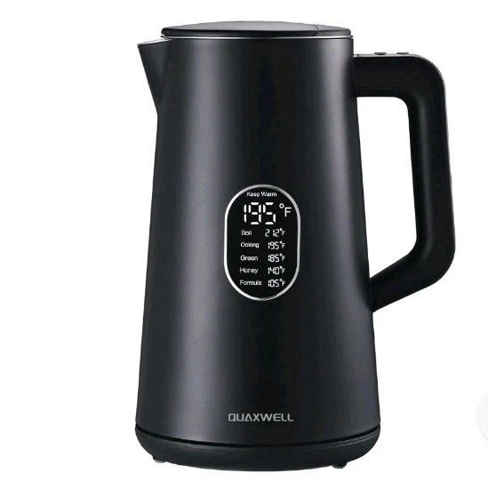 1.5L Electric Kettle Stainless Steel Double Wall Cool Touch Black Teapot FREE SH