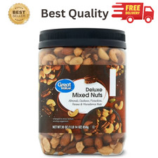 Great Value Deluxe Mixed Nuts 30 oz Sea Salted Almonds Cashews Pistachios Snack