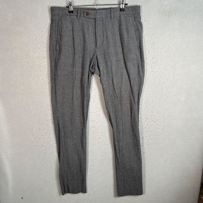 Massimo Dutti Mens Size 32 Gray Slim Fit Extrafine Cotton Dress Pants