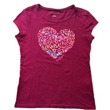 Valentine Tommy Hilfiger Girls Medium 8-10 multi-color Heart on Maroon T-shirt