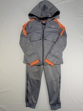 Russell Boys 2 Piece Tracksuit Set Size S 6-7 Gray Orange Hoodie Jogger Pants...