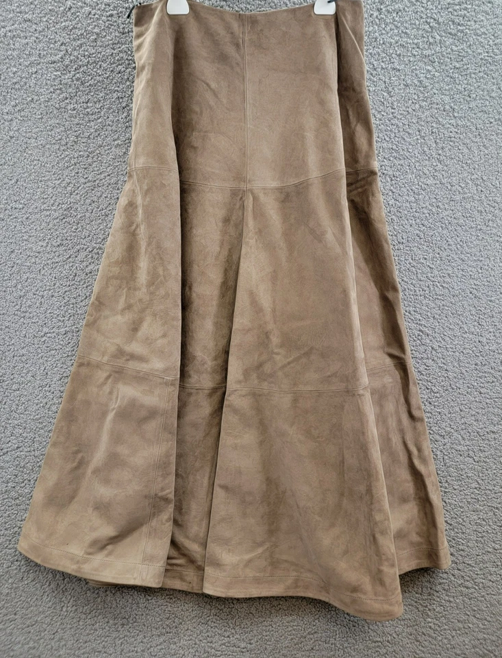 Falda midi de gamuza de cuero Altuzarra Varda para mujer 44/12 EE. UU. gamuza con cremallera lateral Foto 2 de 4